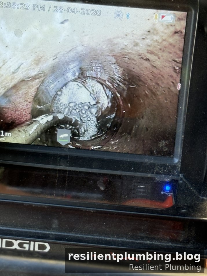 CCTV drain inspection Melbourne - camera inside blocked drain